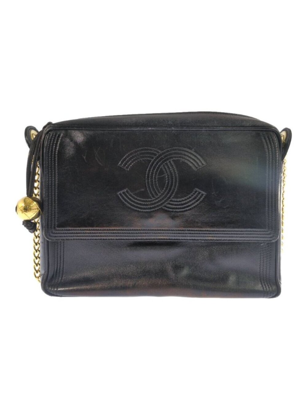 Chanel 1994–96 Lambskin Triple Stitch Chain Shoulder Bag Vintage Ball Charm